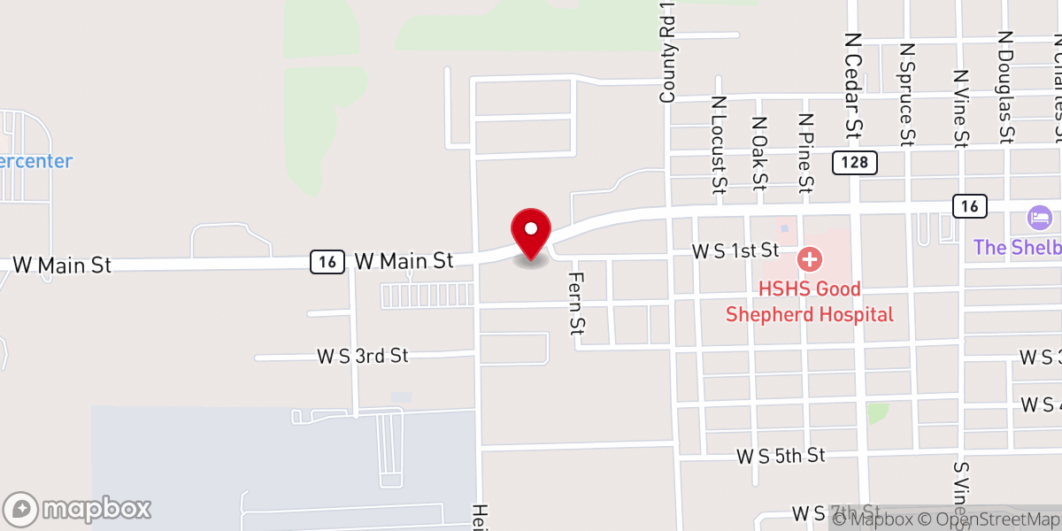 Map showing location of New Hope Assembly of God Church