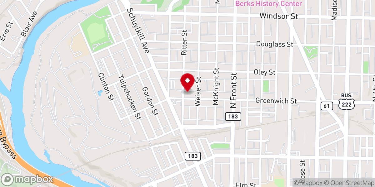 Map showing location of St. Mark's United Church of Christ