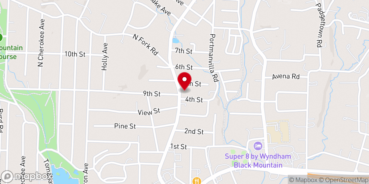 Map showing location of UU Congregation of the Swannanoa Valley