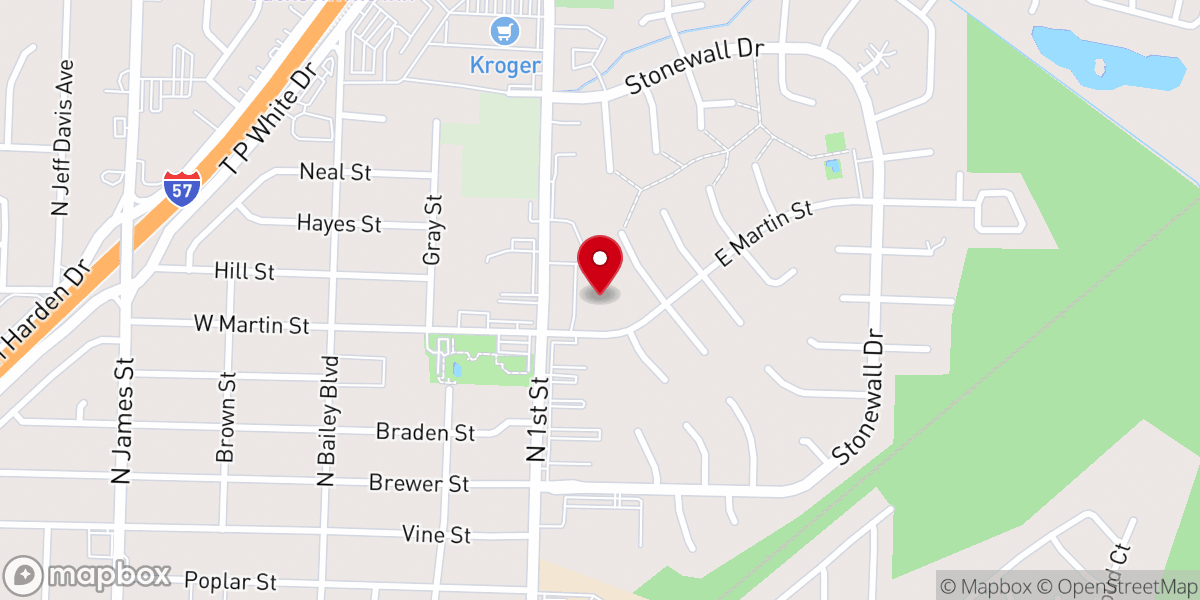Map showing location of Martin Street church of Christ