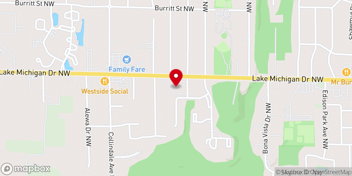 Map showing location of St. Paul's Church of Grand Rapids