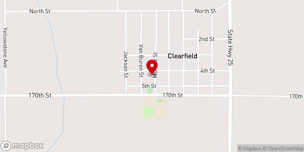 Map showing location of Clearfield United Methodist Church