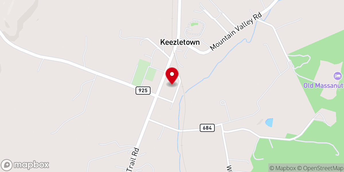 Map showing location of Keezletown United Methodist Church