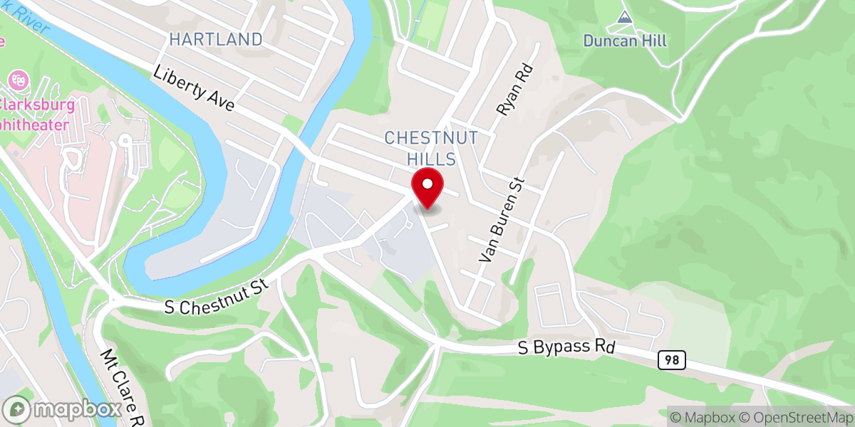 Map showing location of Chestnut Street United Brethren Church