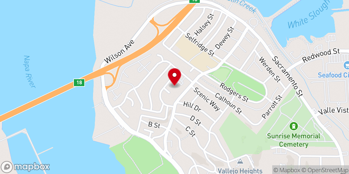 Map showing location of Hillcrest Baptist Church
