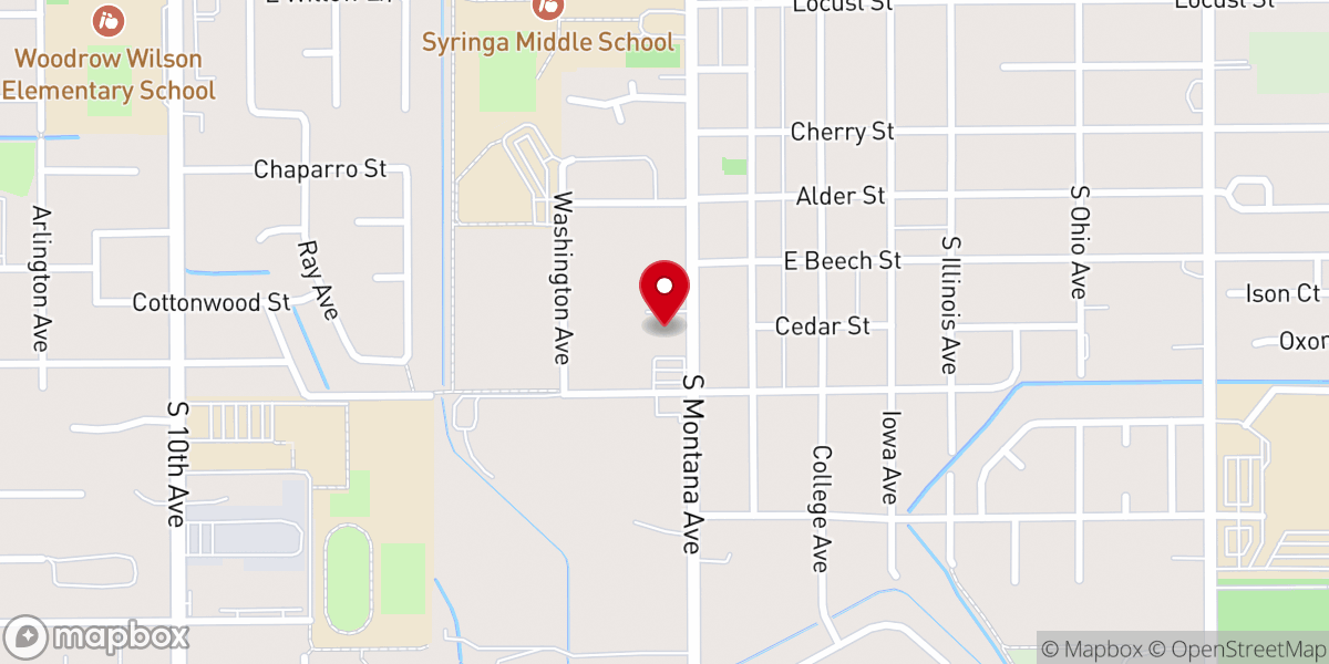 Map showing location of Montana Avenue Baptist Church