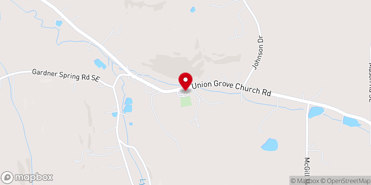 Map showing location of Union Grove Church