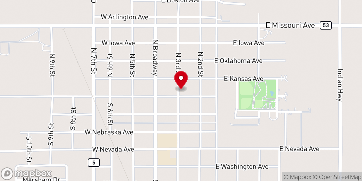 Map showing location of Church of the Nazarene
