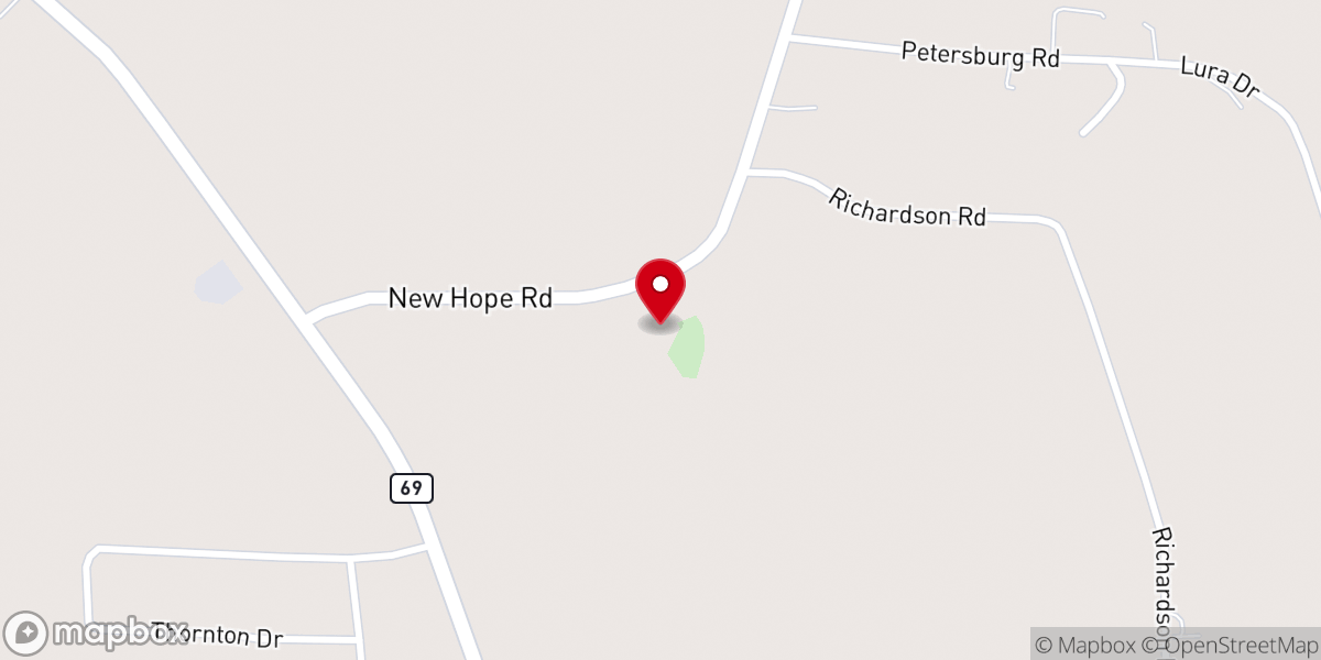 Map showing location of New zion pilgrim M.B. church