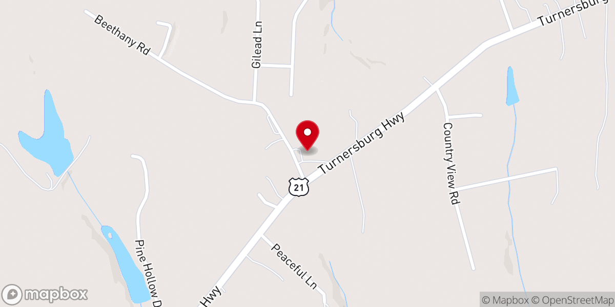 Map showing location of Bethany Presbyterian Church