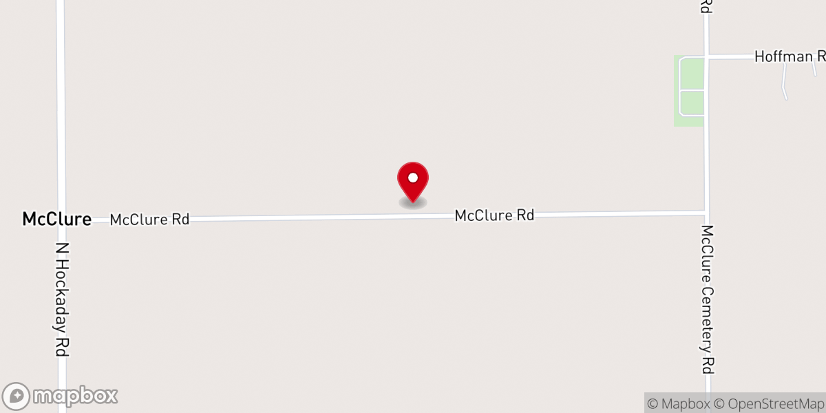 Map showing location of McClure Church