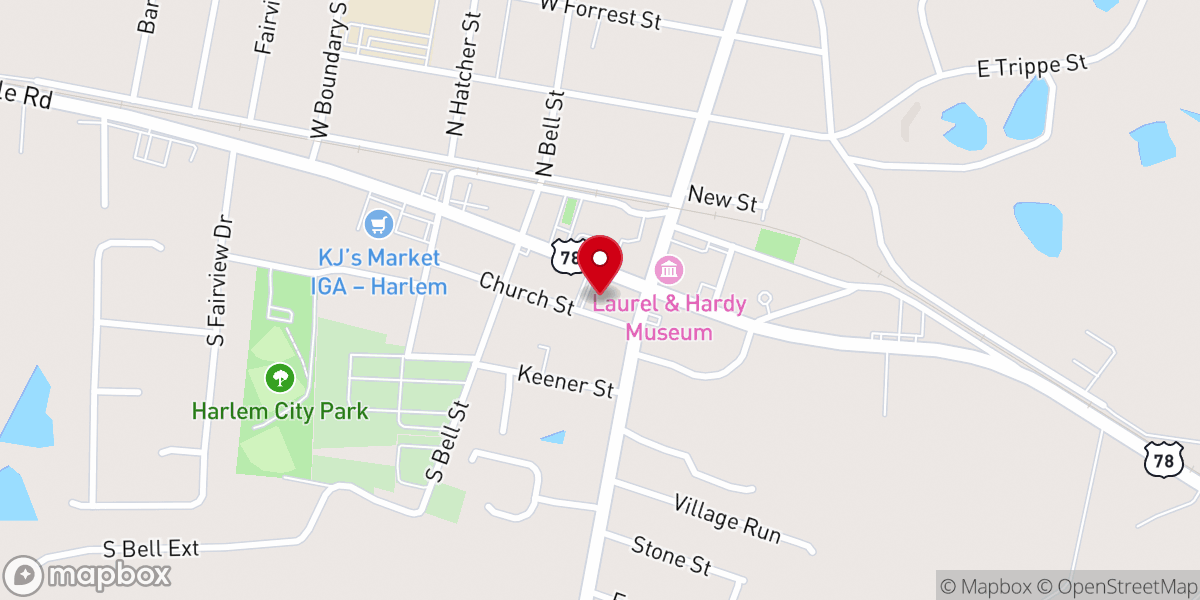 Map showing location of Harlem Methodist Church