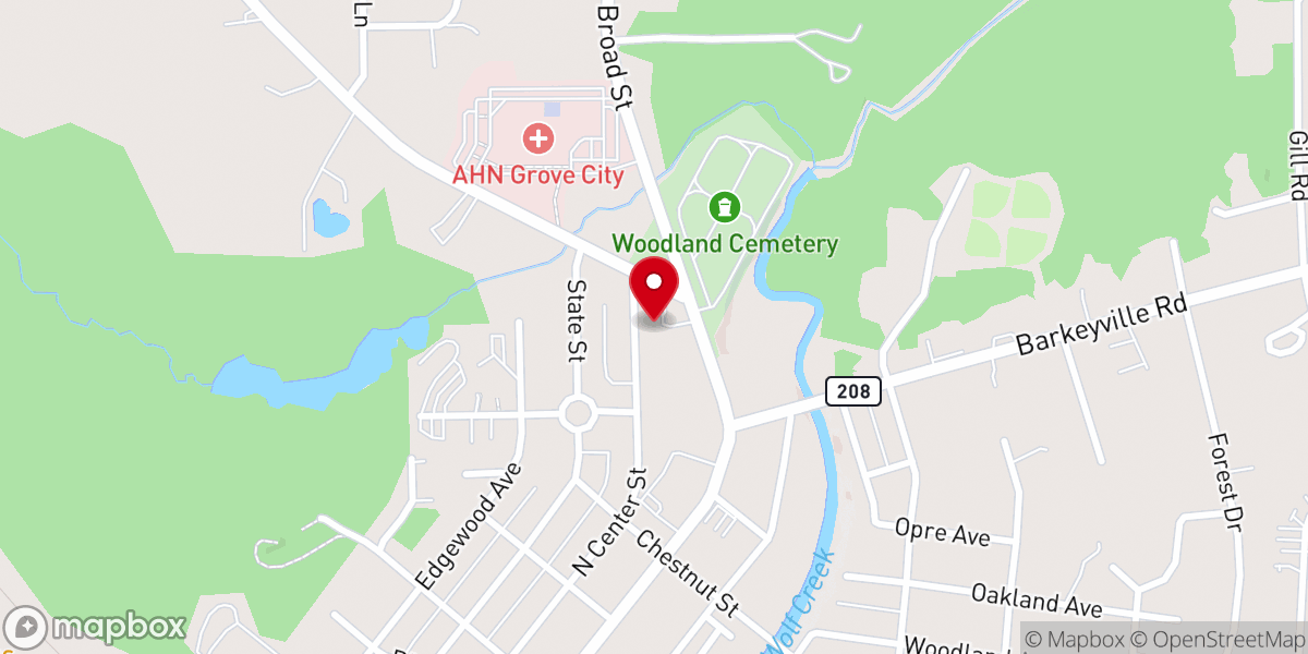 Map showing location of Grove City Church of the Nazarene