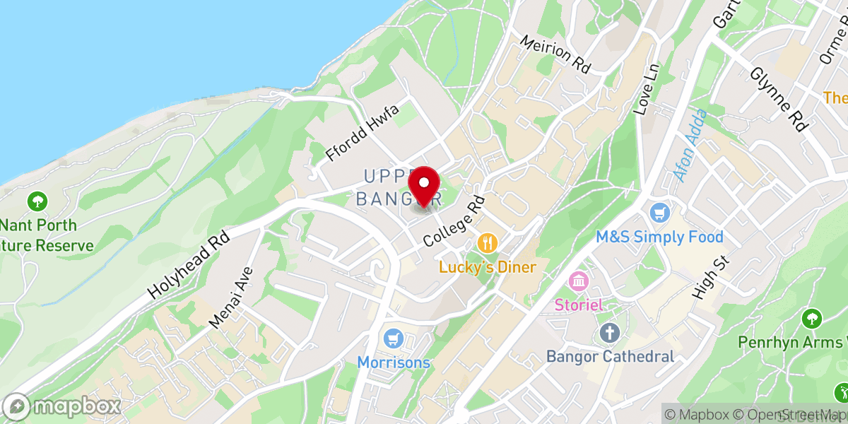 Map showing location of AoG Bangor Pentecostal Church