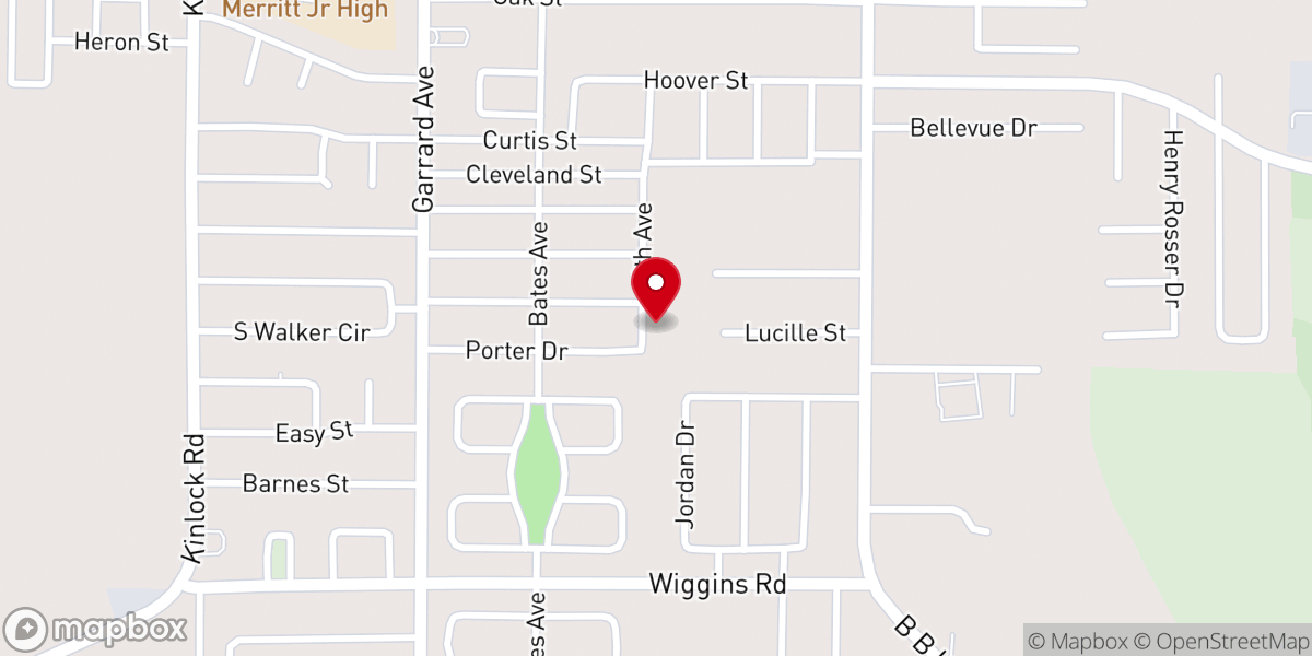 Map showing location of Mt Moriah MB Church