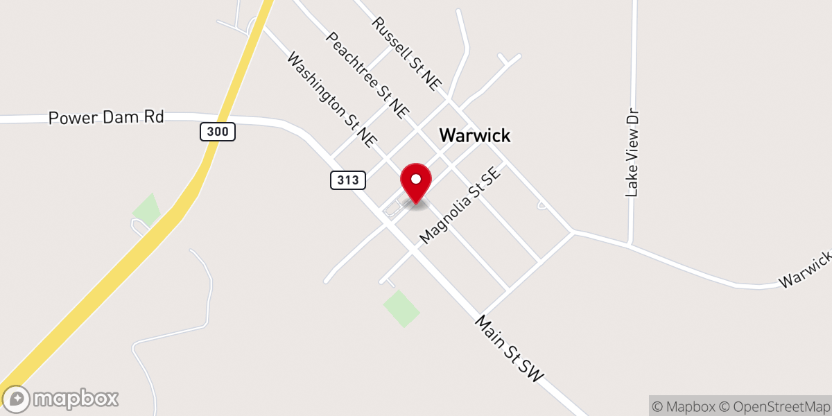 Map showing location of Warwick Police Department