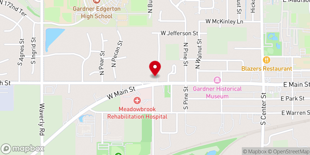 Map showing location of Gardner Friends Church
