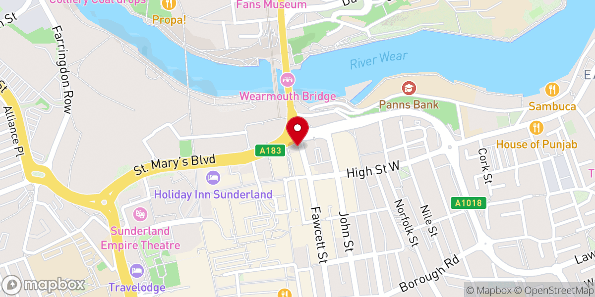 Map showing location of St Mary's Church (Our Lady of Mercy Parish)