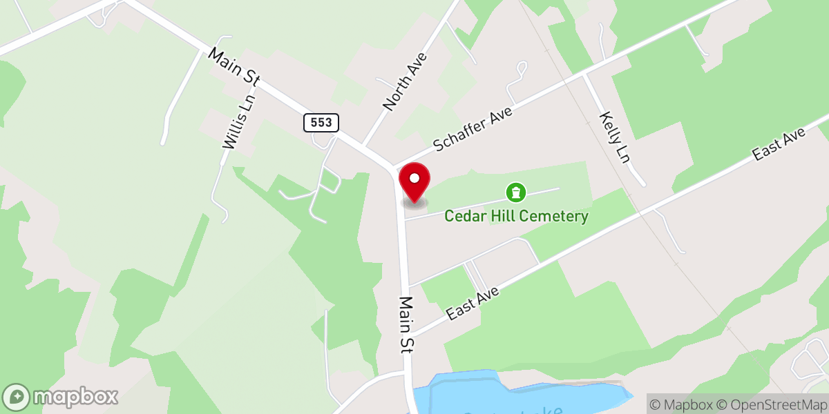 Map showing location of First Presbyterian Church of Cedarville