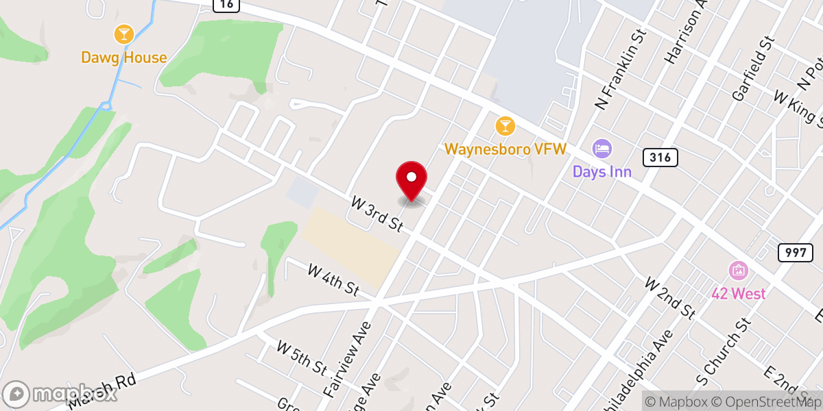 Map showing location of Iglesia Rios de agua viva Waynesboro PA