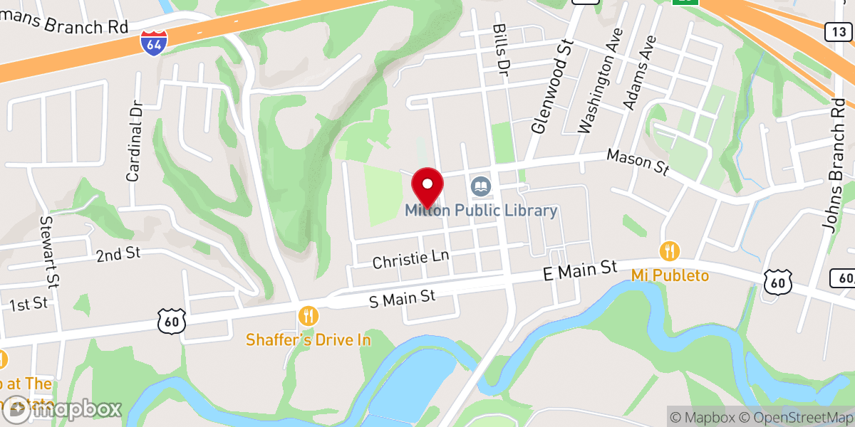 Map showing location of Milton Baptist Church