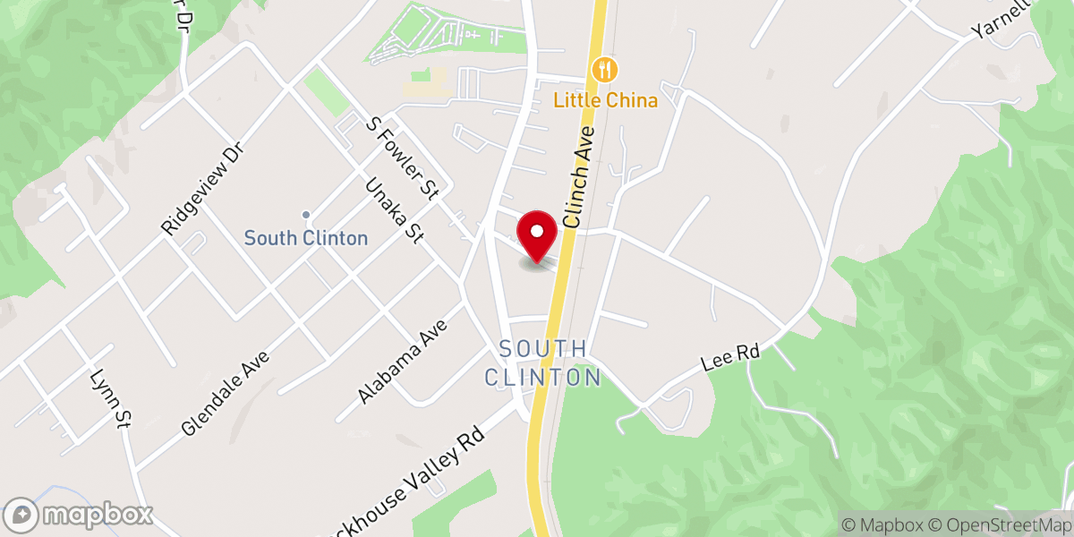 Map showing location of South Clinton Baptist Church