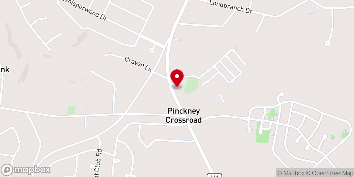 Map showing location of Long Branch Baptist Church