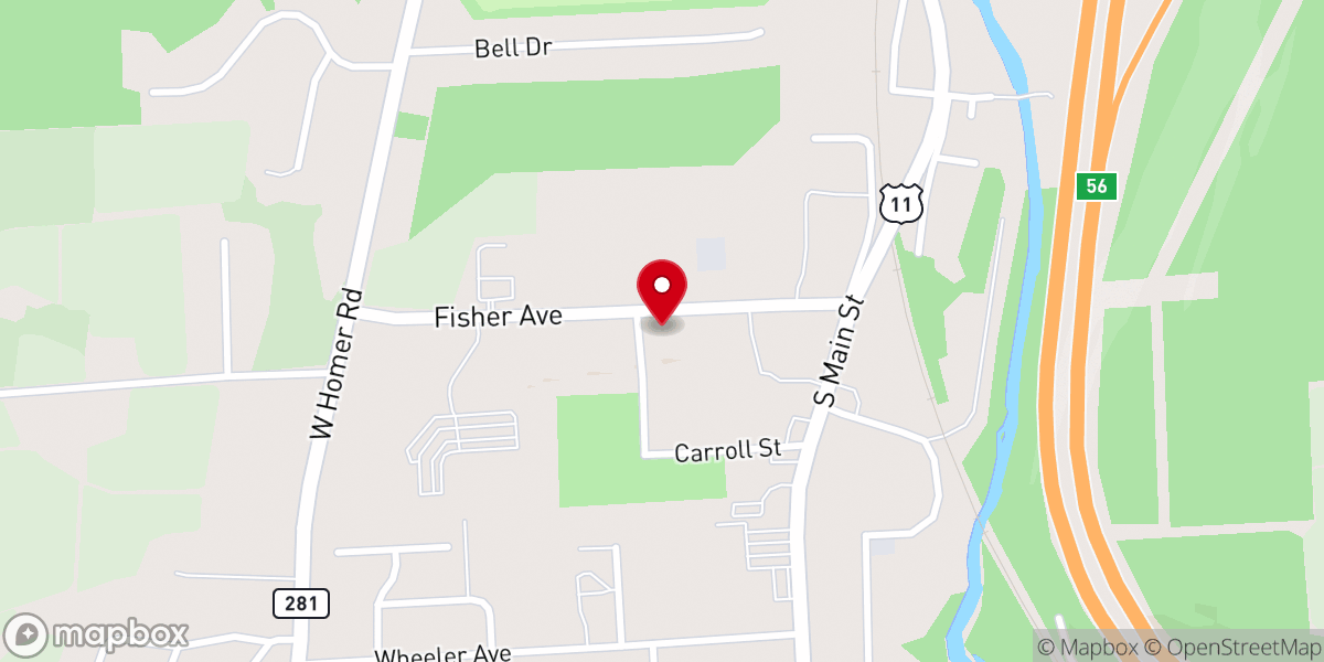 Map showing location of Cortland Christian Radio Inc