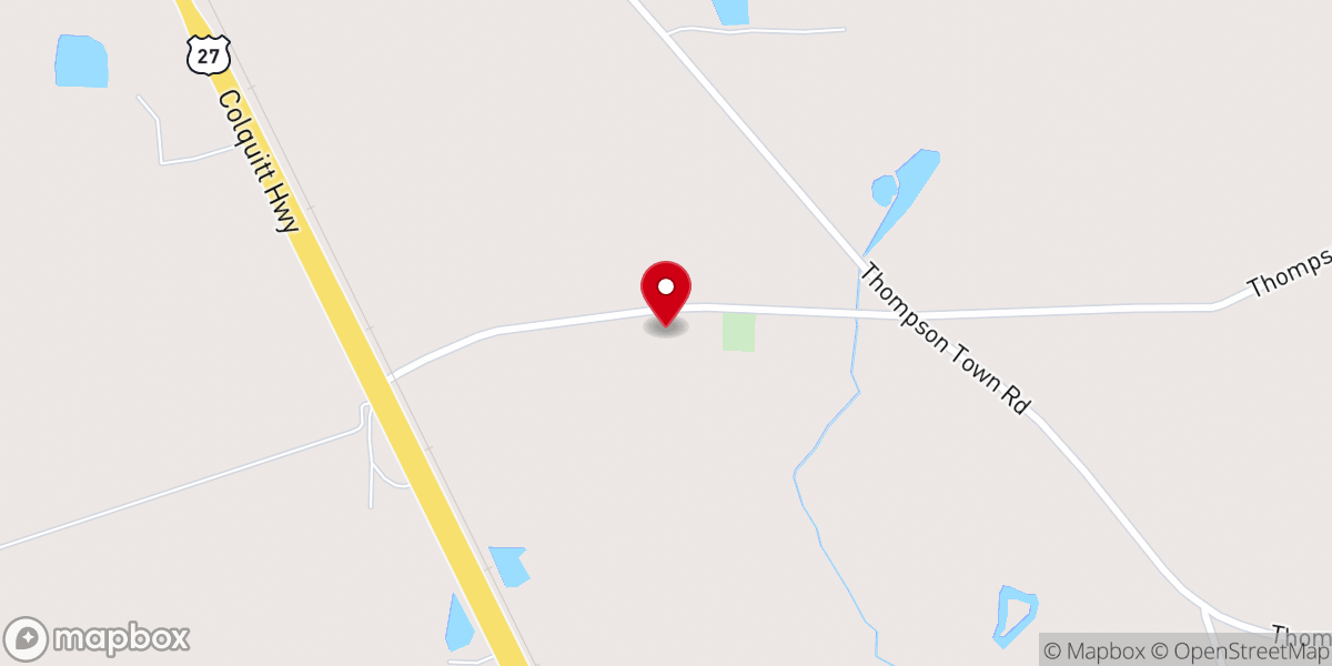 Map showing location of Thompson Free Will Baptist Church
