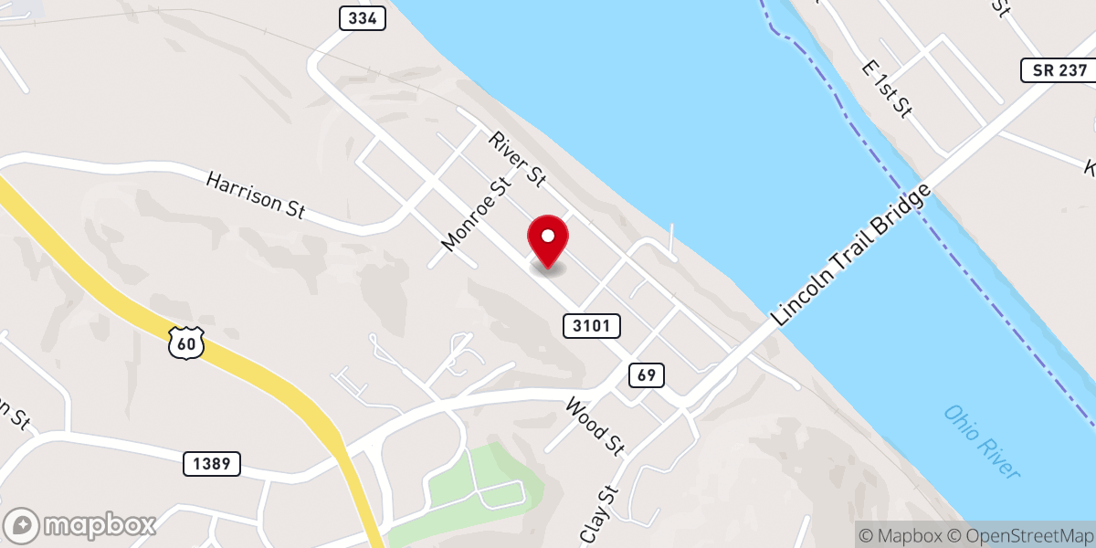 Map showing location of Hawesville United Methodist Church