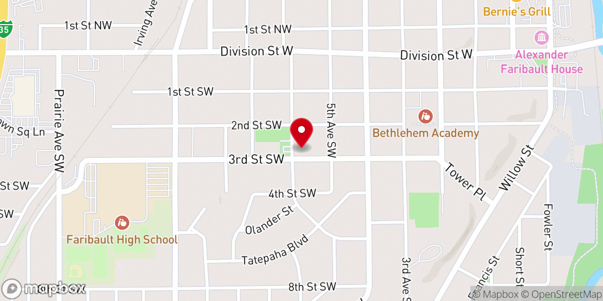 Map showing location of Peace Lutheran Church
