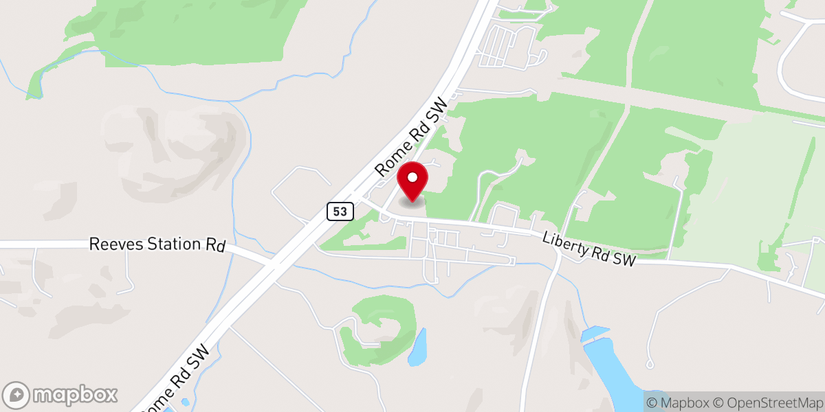 Map showing location of Liberty Cumberland Church