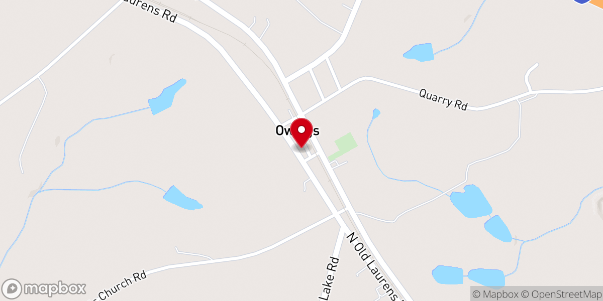 Map showing location of Bank of Owings / Cowboy Church