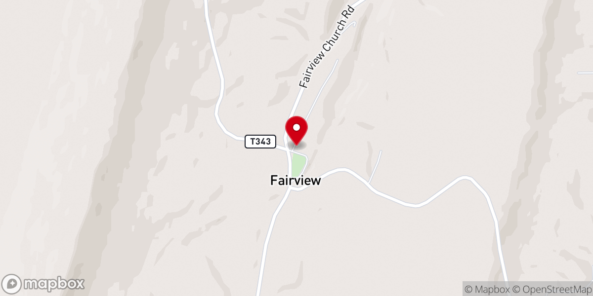 Map showing location of Fairview Church