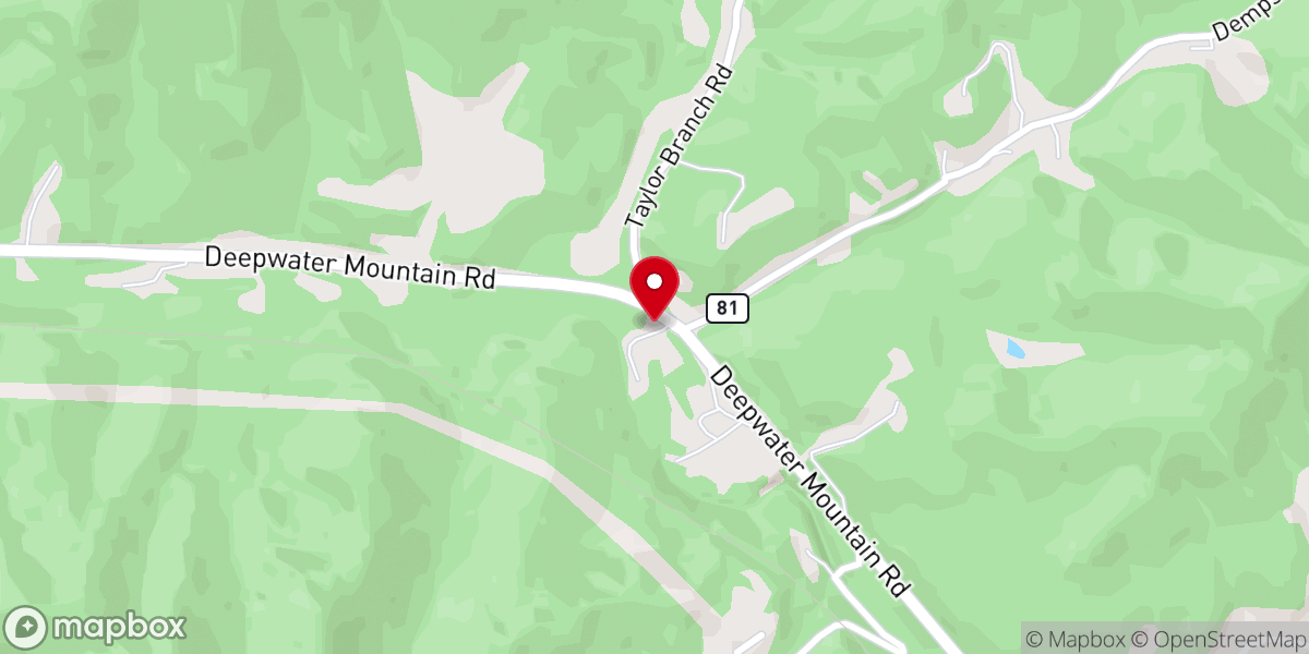 Map showing location of Loop Creek Baptist Church