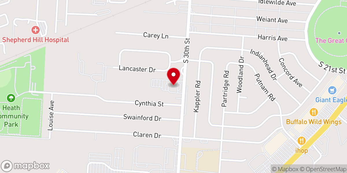 Map showing location of First Baptist Heath