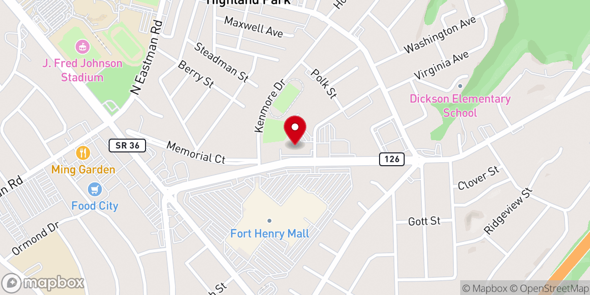 Map showing location of Kingsport Community Church