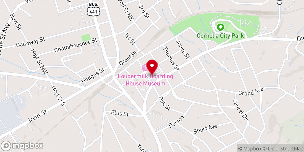 Map showing location of Cornelia United Methodist Church