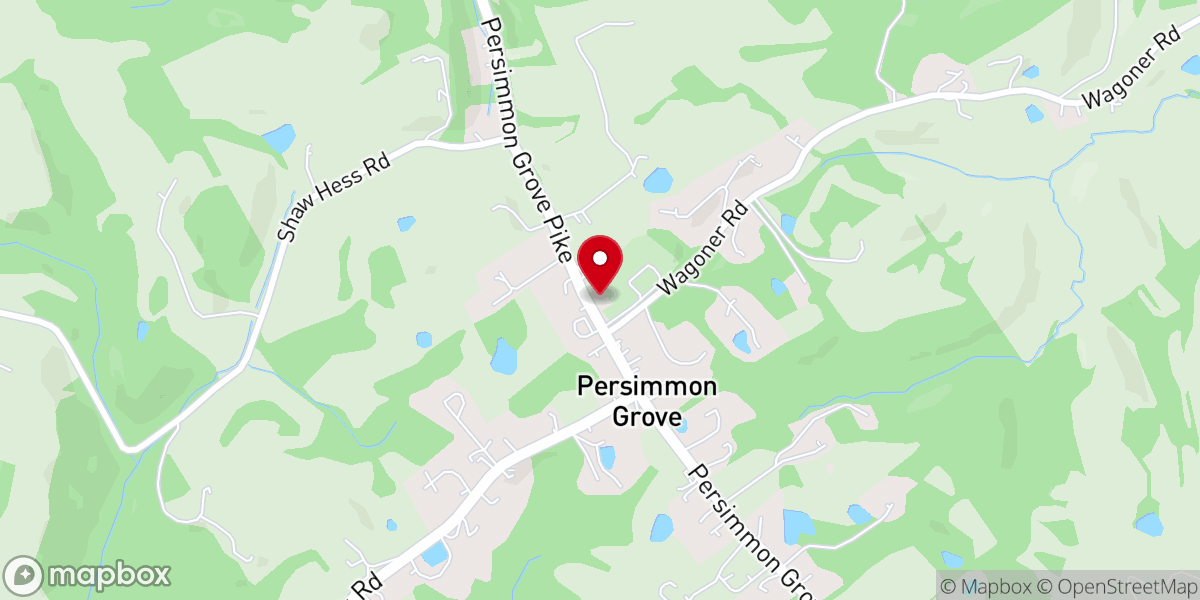 Map showing location of Persimmon Grove Baptist Church