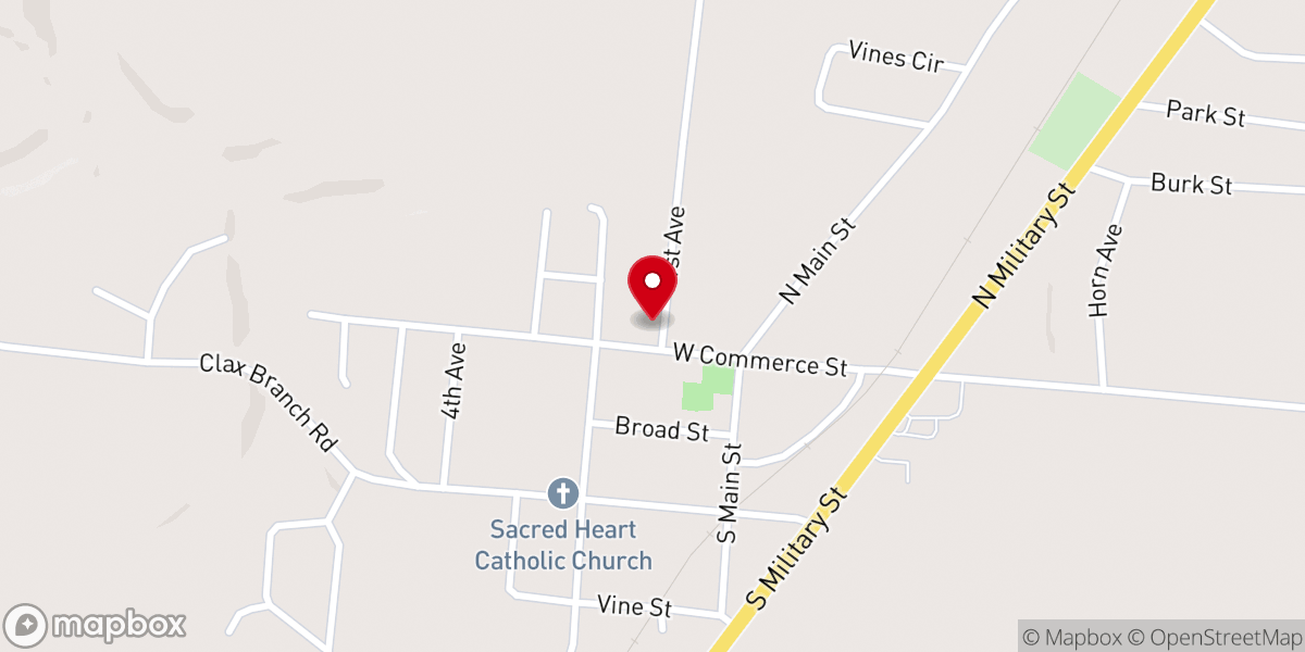 Map showing location of Loretto Methodist Church