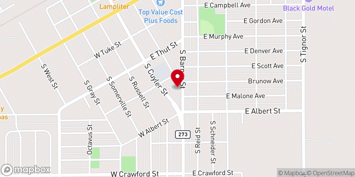 Map showing location of Grace Baptist Church
