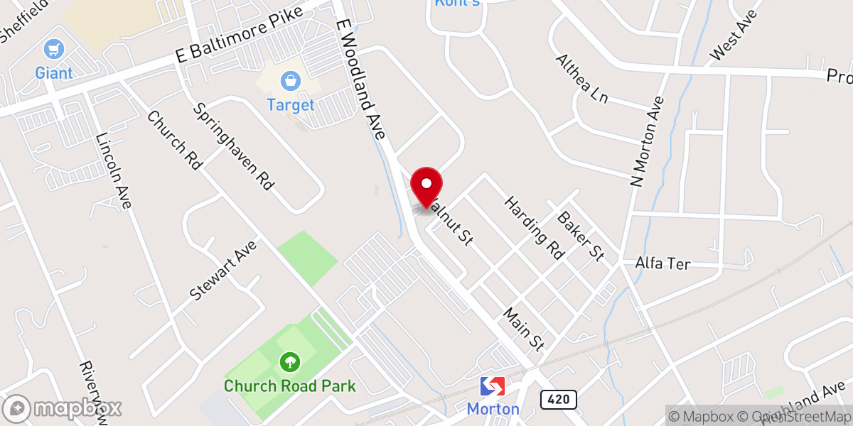Map showing location of Church's Auto Parts