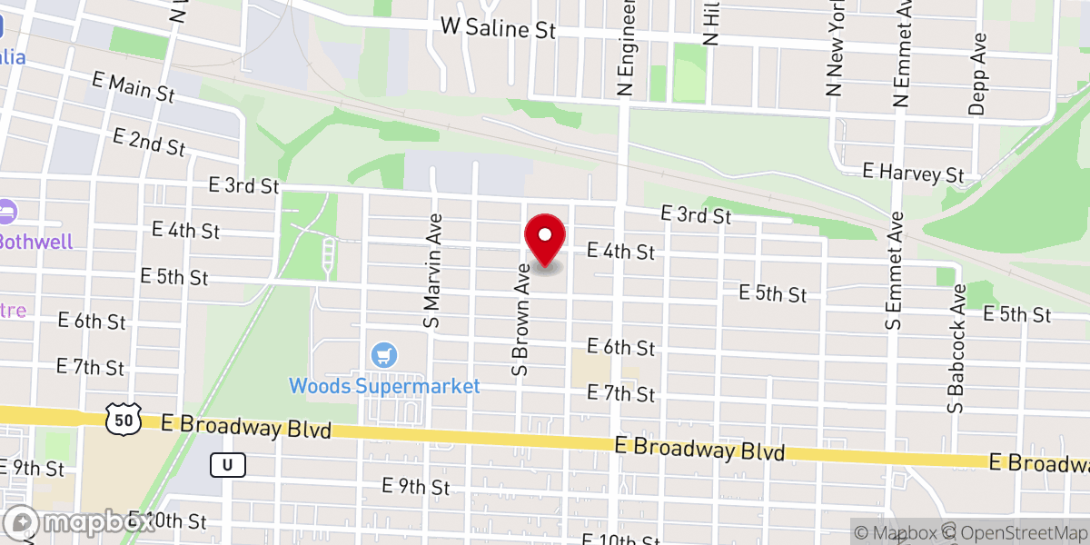 Map showing location of East Sedalia Baptist Church