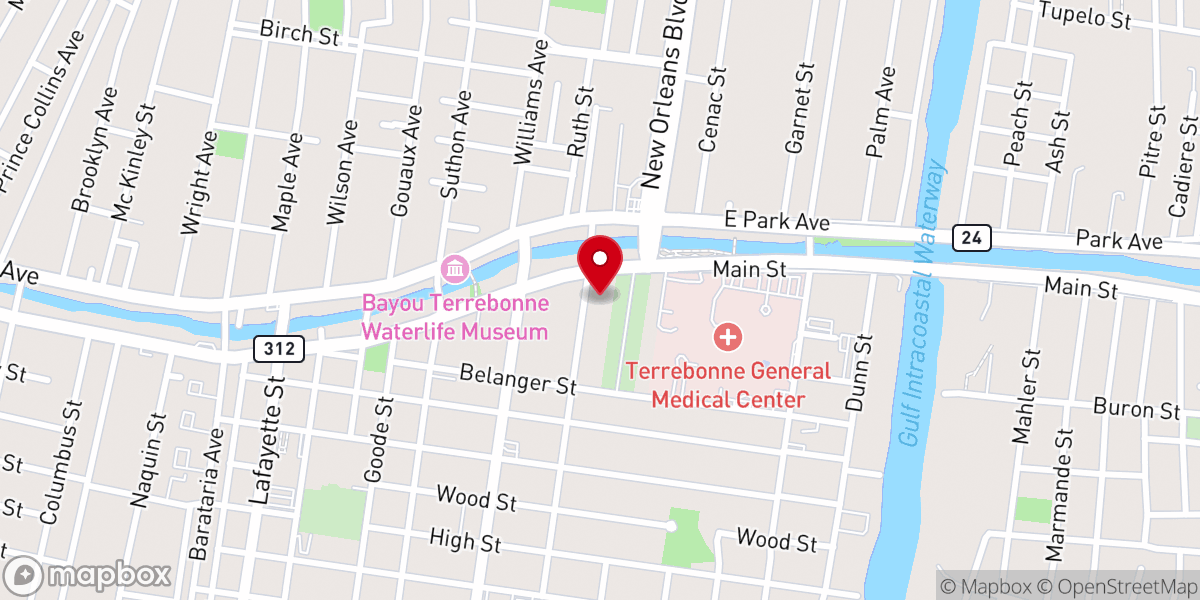 Map showing location of Houma City Court