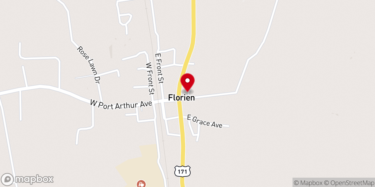 Map showing location of First Baptist Church-Florien