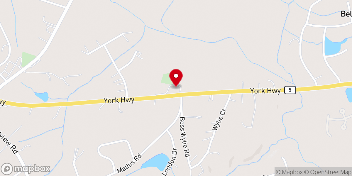 Map showing location of Pineville Church