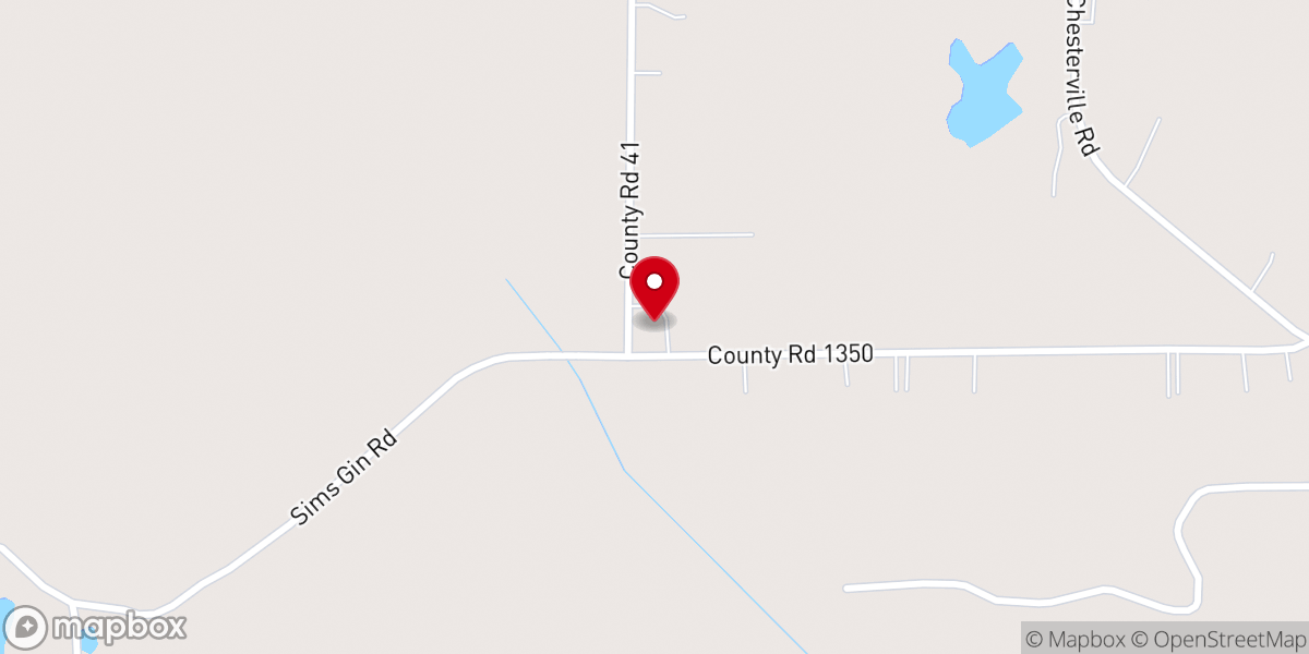 Map showing location of Chesterville Calvary Church