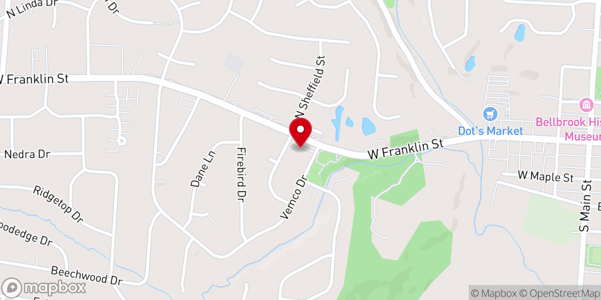 Map showing location of Bellbrook Community Church
