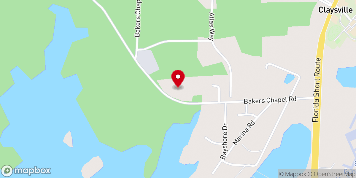 Map showing location of Claysville Church
