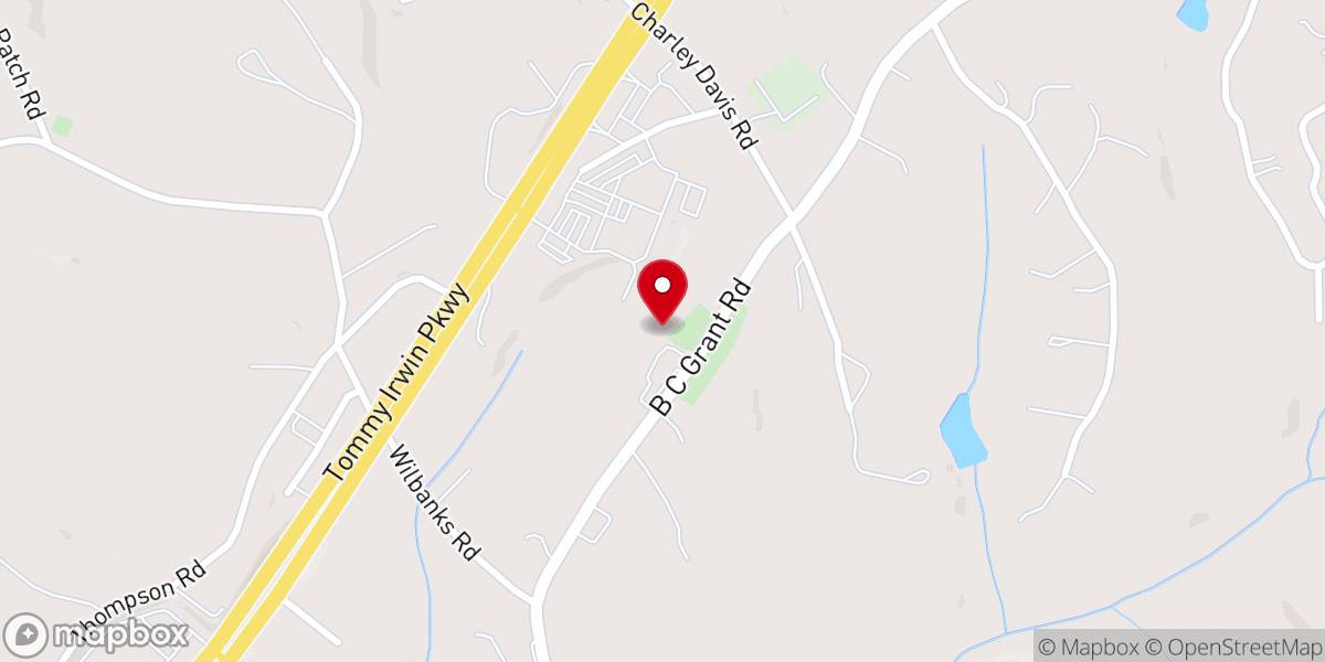 Map showing location of B C Grant Baptist Church